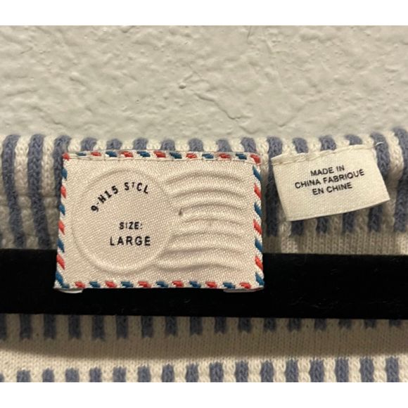 POSTAGE STAMP Antique White Striped Boat Neck Quarter Sleeve Sweatshirt - Picture 3 of 6